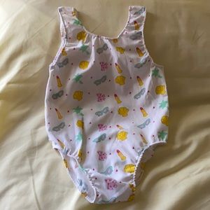18-24M Infant/Toddler Swimsuit, Vintage, Wh/PkTeal